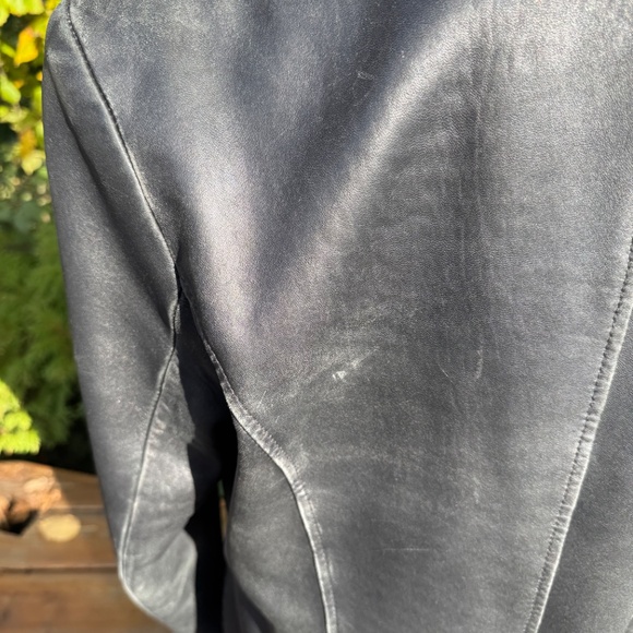 Y2K/90s Vintage DANIER Black Leather Coat | Structured Shoulders | Women's Sz M - Picture 3 of 15